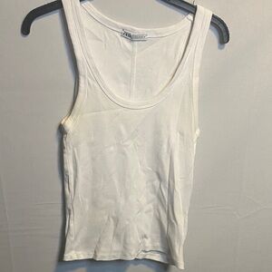 Zara white Ribbed Tank Top